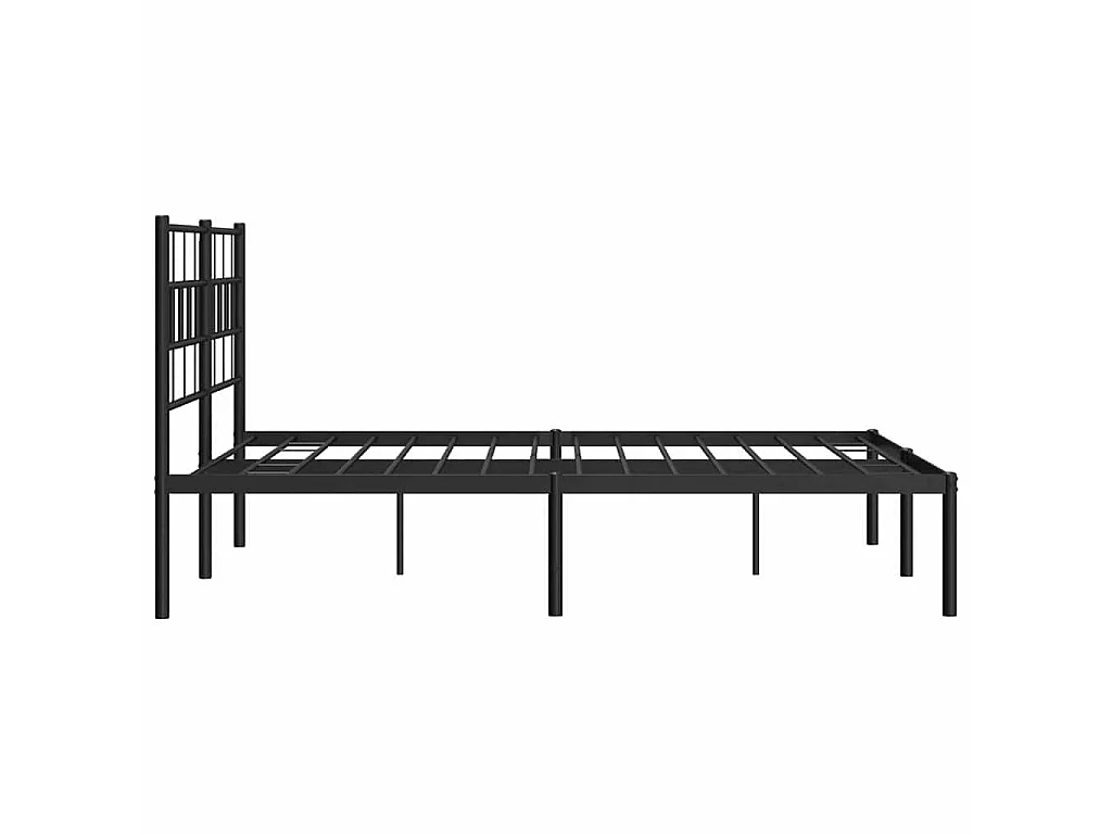 Bedframe met hoofdbord metaal zwart 150x200 cm