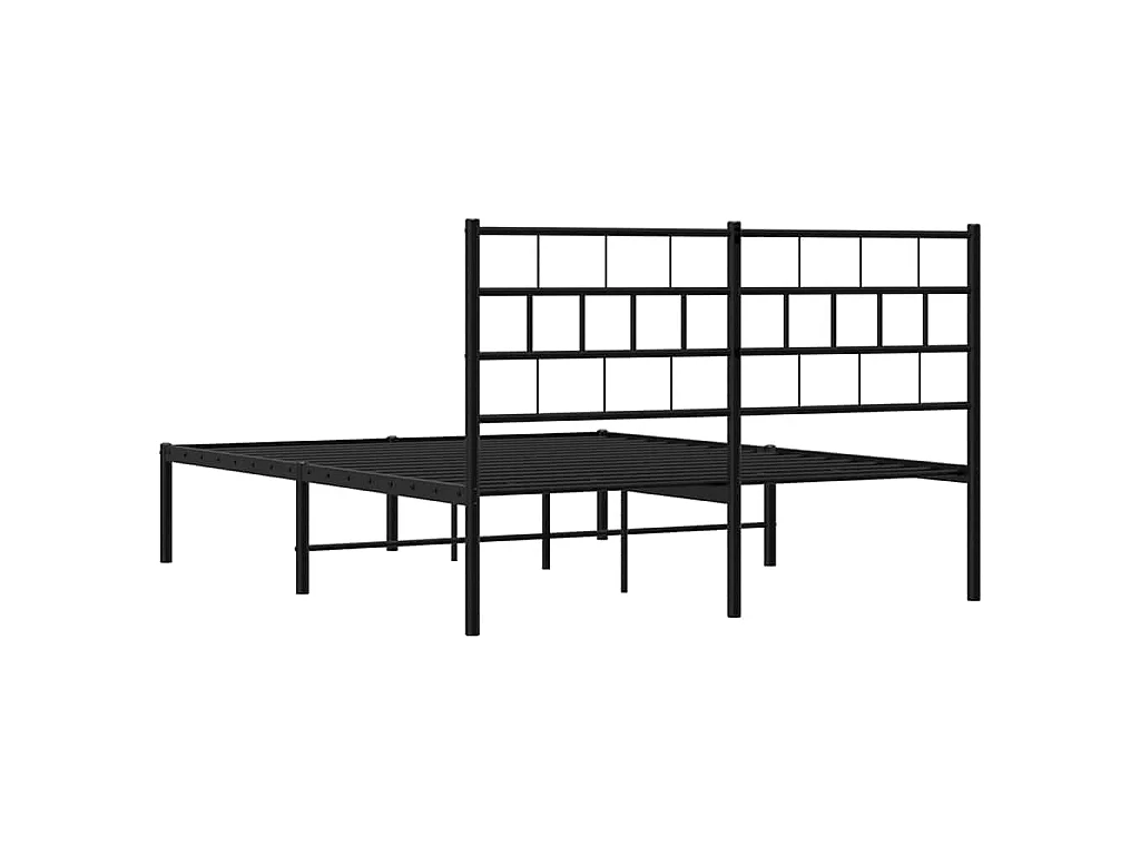 Bedframe met hoofdbord metaal zwart 150x200 cm