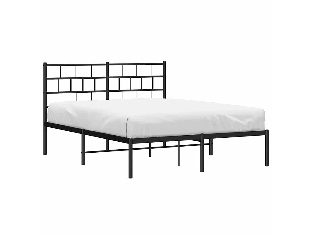 Bedframe met hoofdbord metaal zwart 150x200 cm