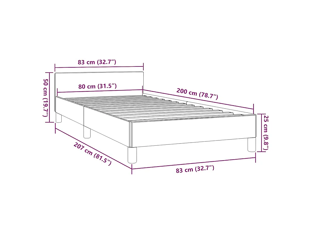 Bettgestell mit Kopfteil ohne Matratze Weiß 80x200 cm