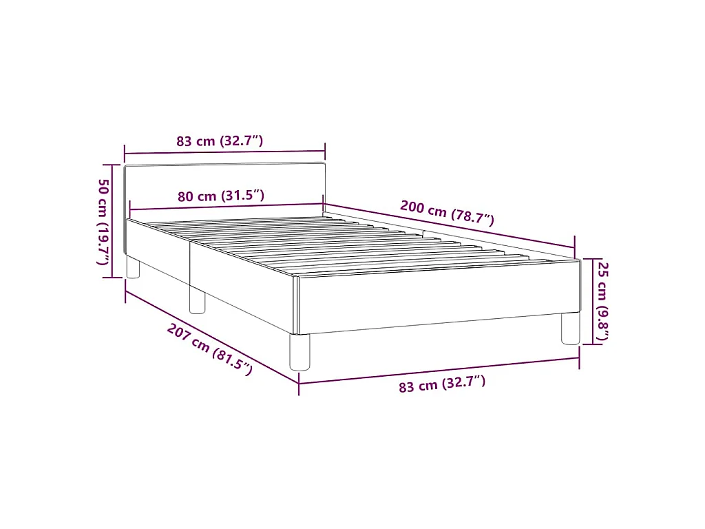 Bedframe met hoofdeinde zonder matras 80x200 cm wit