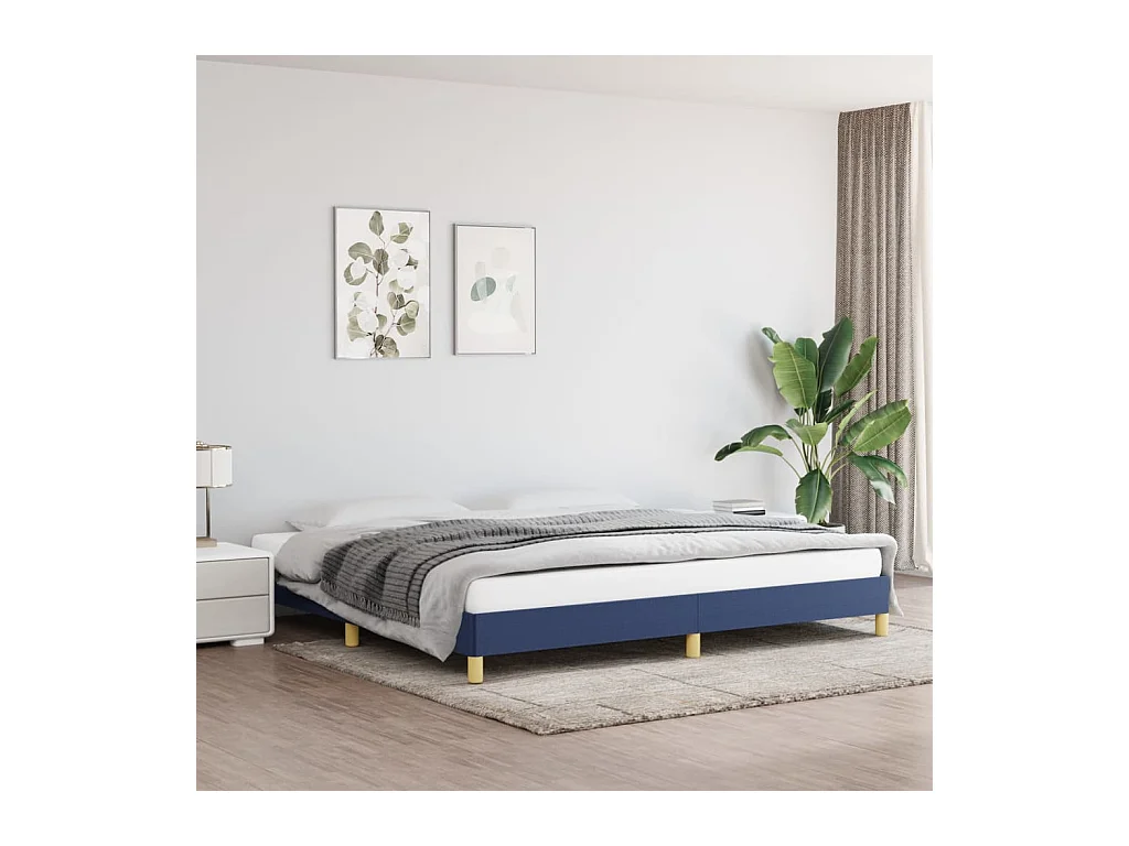 Cadre de lit sans matelas bleu 200x200 cm tissu