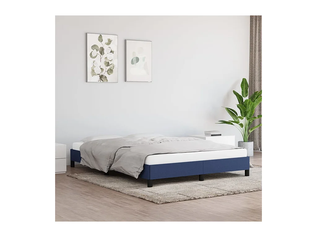 Cadre de lit sans matelas bleu 140x200 cm tissu