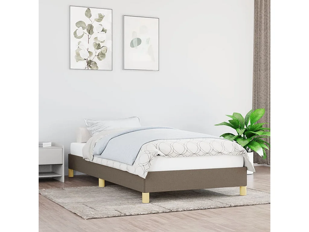 Estrutura cama sem colchão 100x200 cm tecido cinza-acastanhado