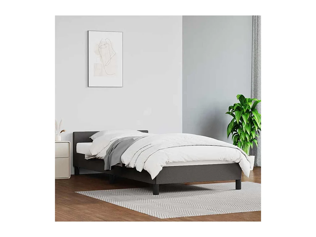 Cadre de lit avec tête de lit sans matelas gris 100x200 cm