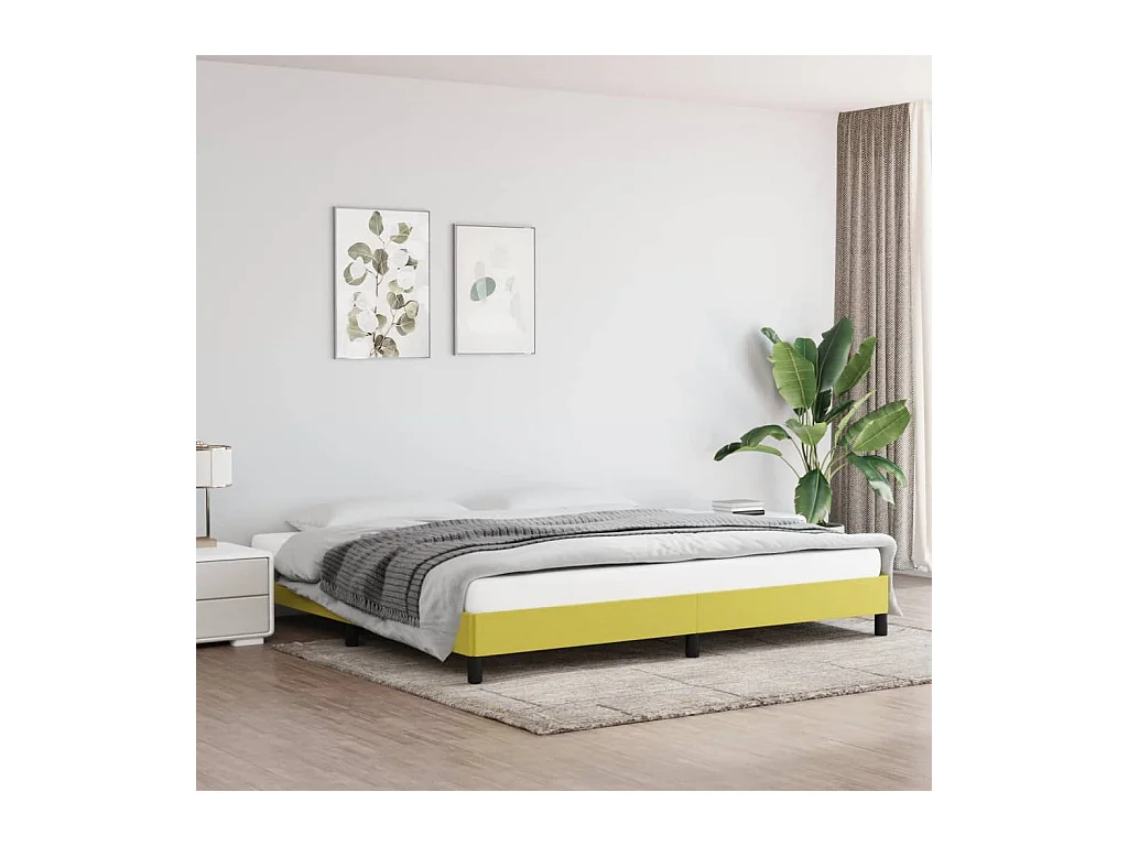Cadre de lit sans matelas vert 200x200 cm tissu