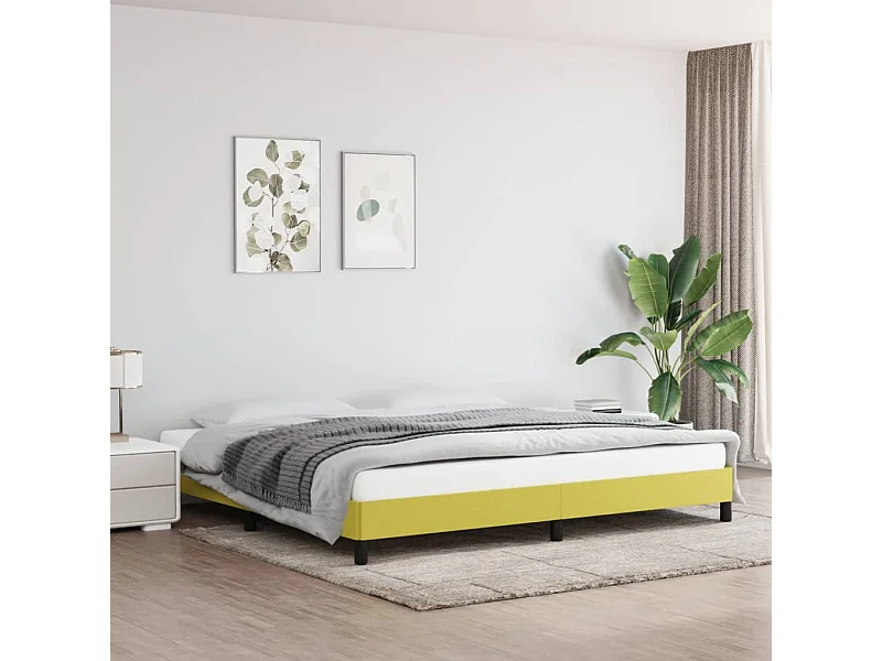 Cadre de lit sans matelas vert 200x200 cm tissu