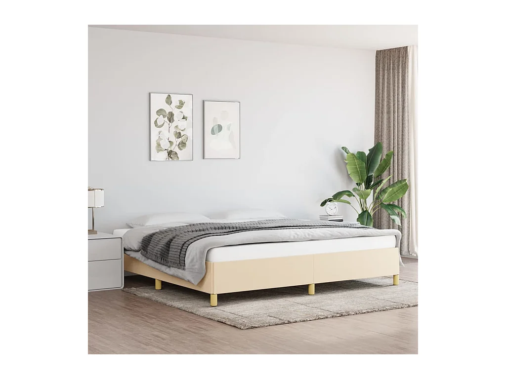 Bettgestell ohne Matratze Creme 200x200 cm Stoff