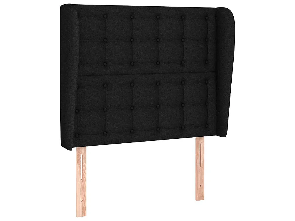 Hoofdbord met randen 83x23x118/128 cm stof zwart