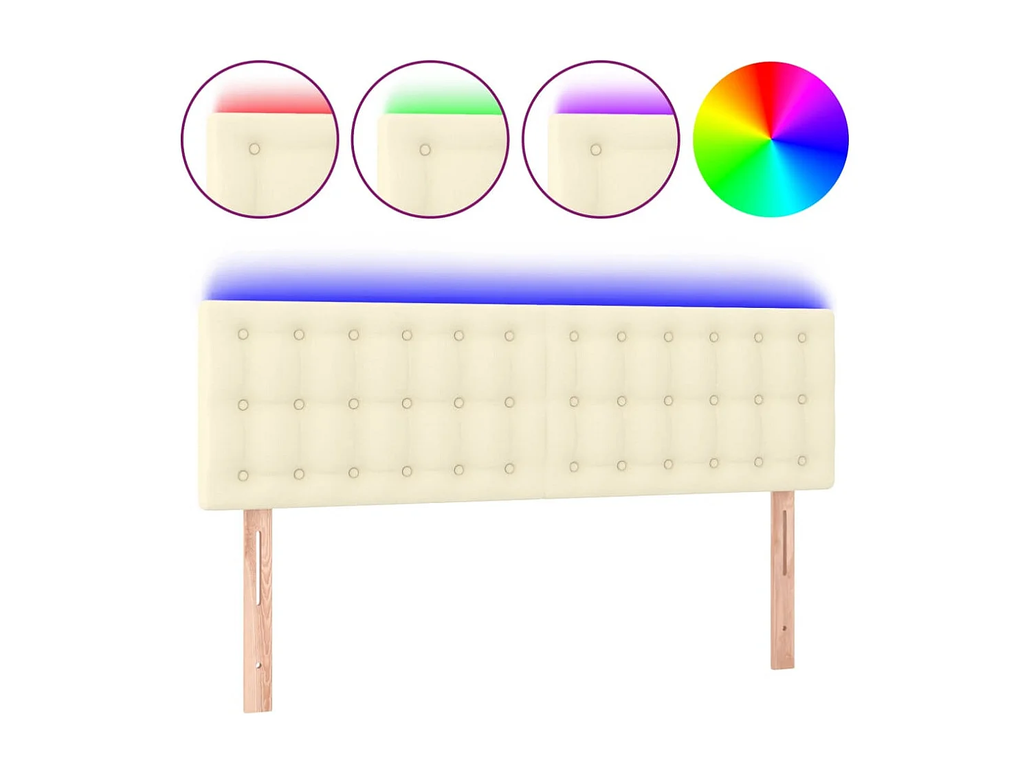 LED Kopfteil Creme 144x5x78/88 cm Kunstleder