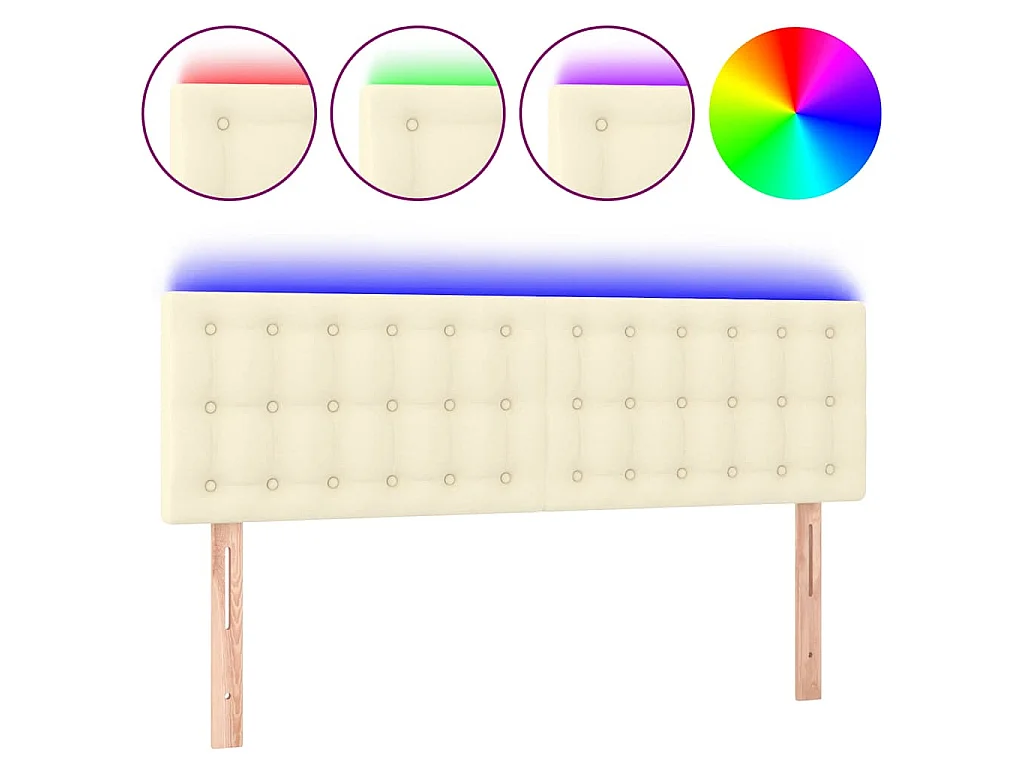 LED Kopfteil Creme 144x5x78/88 cm Kunstleder