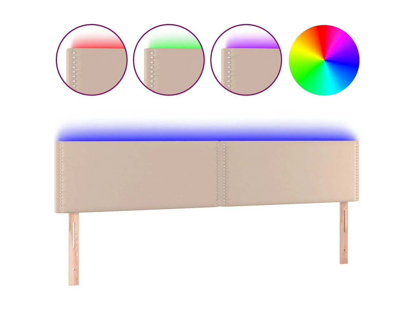 LED Kopfteil Cappuccino-Braun 180x5x78/88 cm Kunstleder