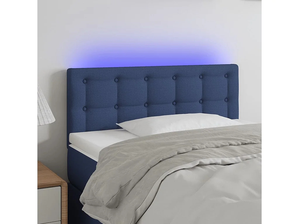 Tête de lit à LED Bleu 90x5x78/88 cm Tissu