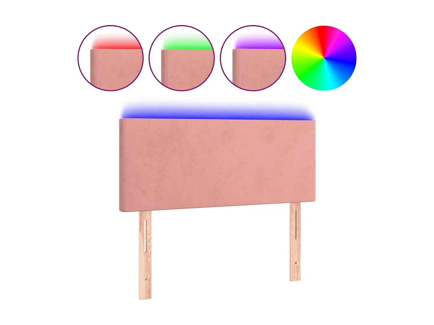 Hoofdbord LED 90x5x78/88 cm fluweel roze