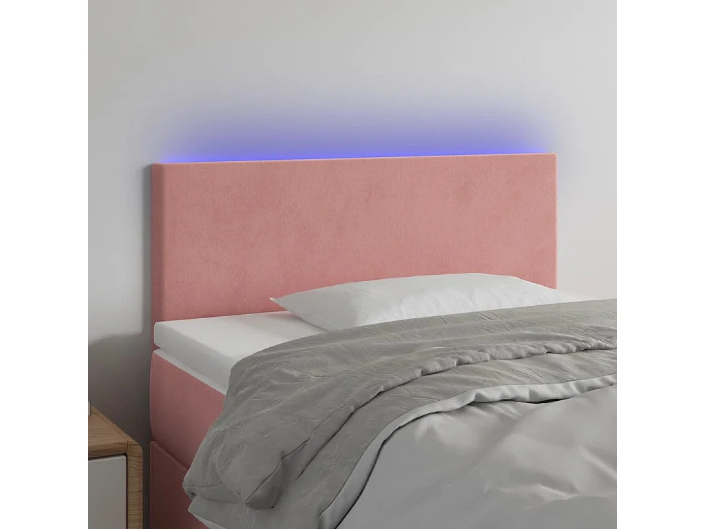 Hoofdbord LED 90x5x78/88 cm fluweel roze