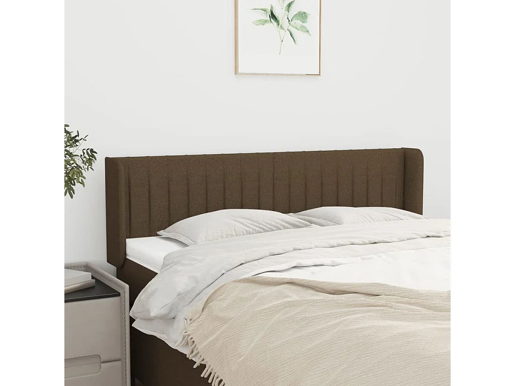 Testiera ad Orecchio Marrone Scuro 147x16x78/88 cm in Tessuto