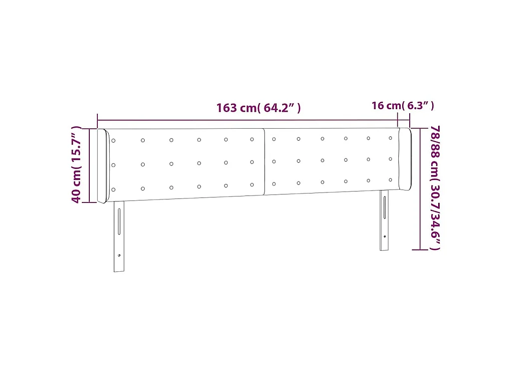 Kopfteil mit Ohren Schwarz 163x16x78/88 cm Stoff