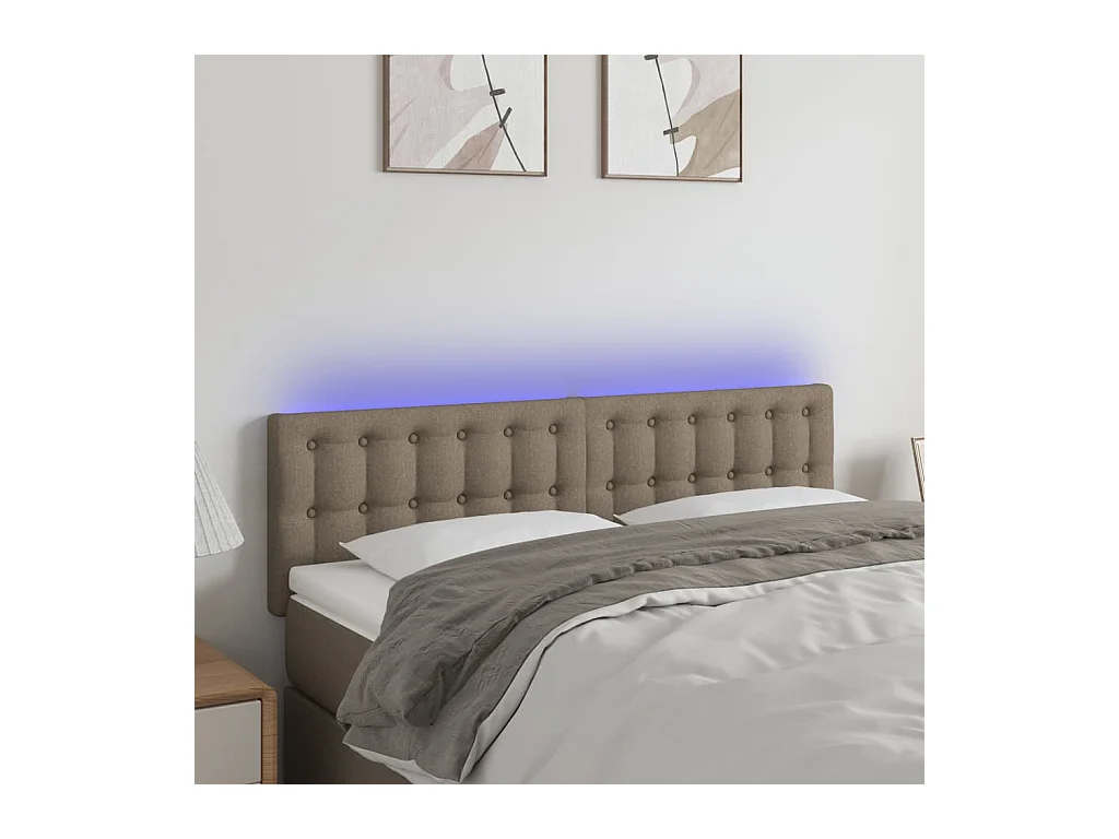 Hoofdbord LED 144x5x78/88 cm stof taupe