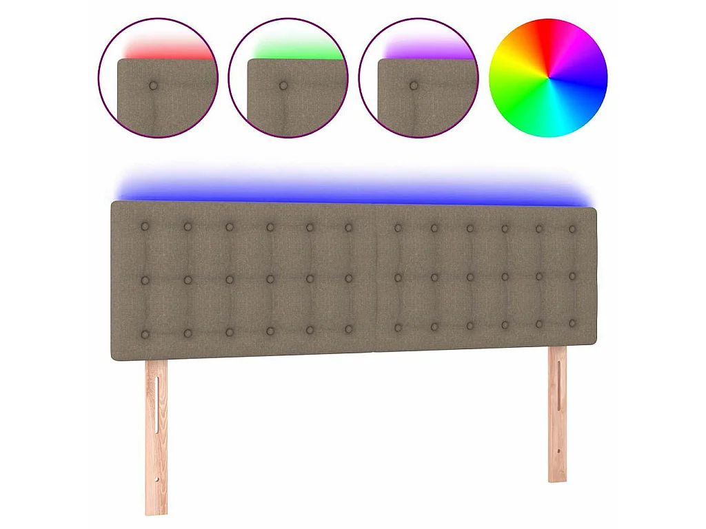 Hoofdbord LED 144x5x78/88 cm stof taupe