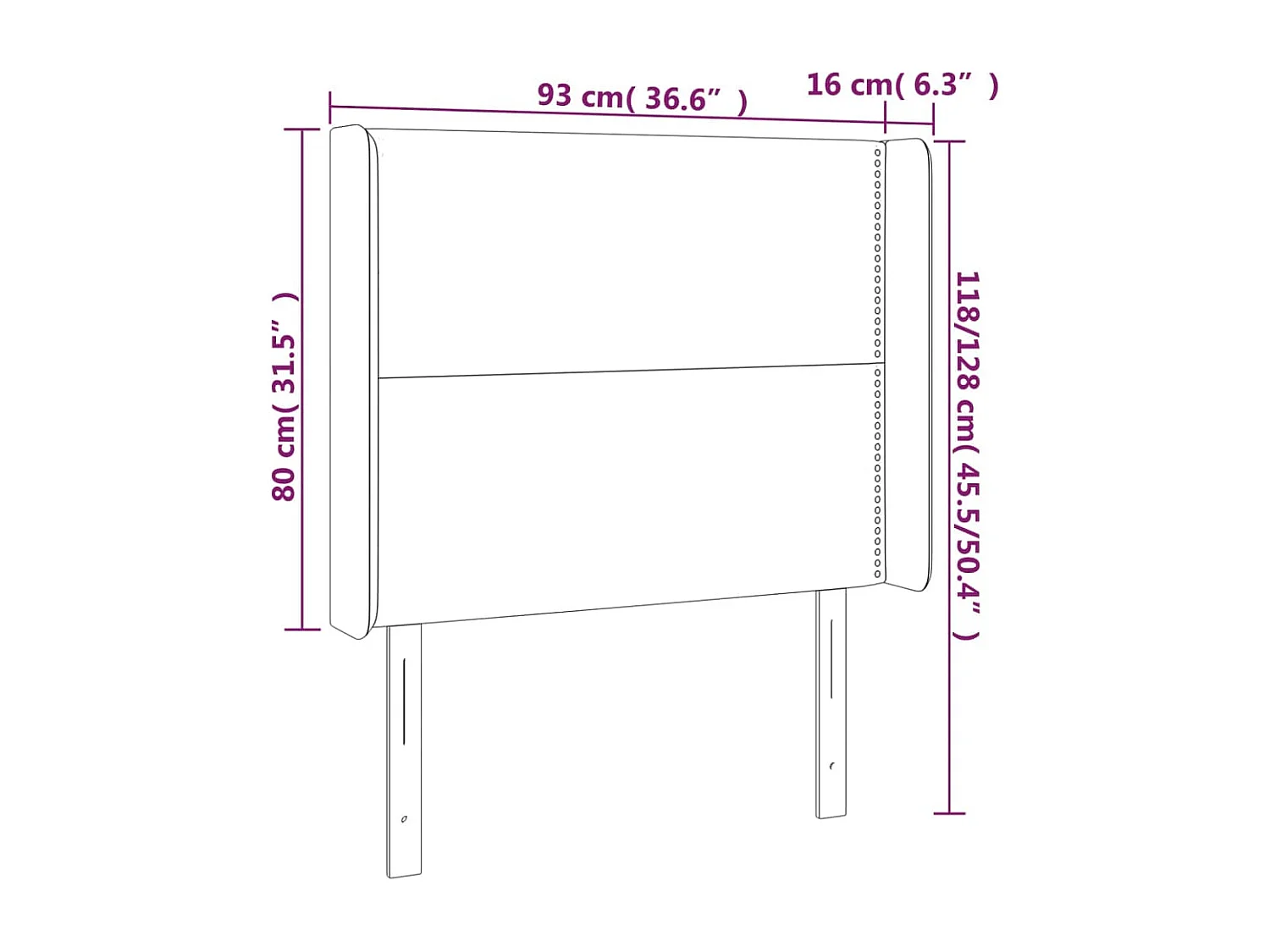 Testiera ad Orecchio Tortora 93x16x118/128 cm in Tessuto