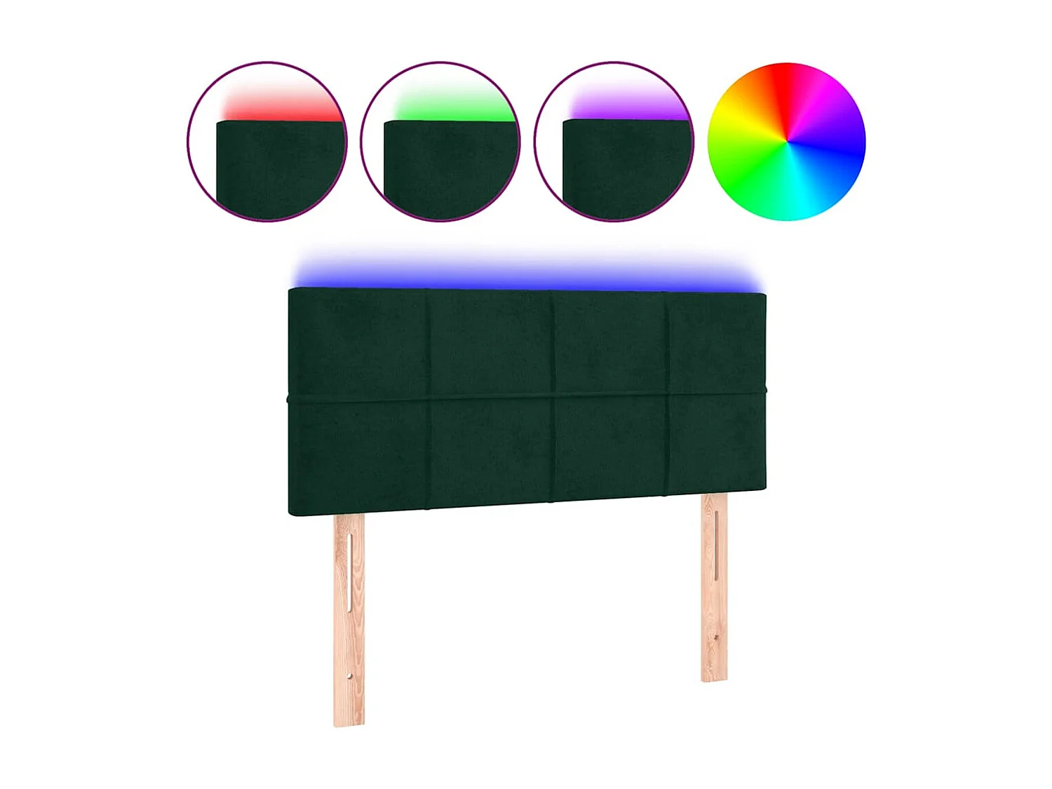 LED Kopfteil Dunkelgrün 100x5x78/88 cm Samt