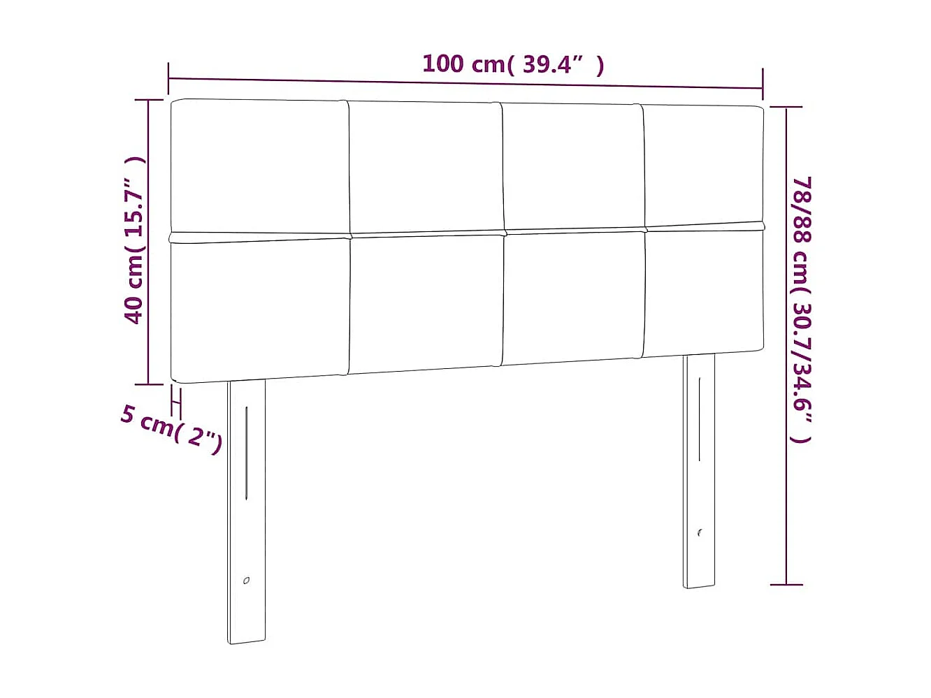Hoofdbord LED 100x5x78/88 cm fluweel donkergroen