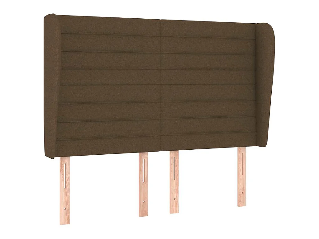 Hoofdbord met randen 147x23x118/128 cm stof donkerbruin
