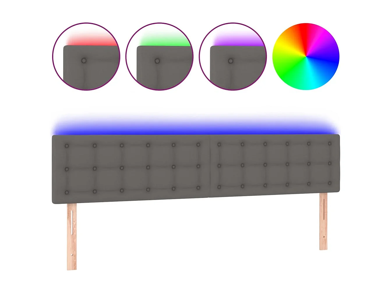 Tête de lit à LED Gris 160x5x78/88 cm Similicuir