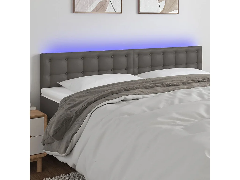 Tête de lit à LED Gris 160x5x78/88 cm Similicuir