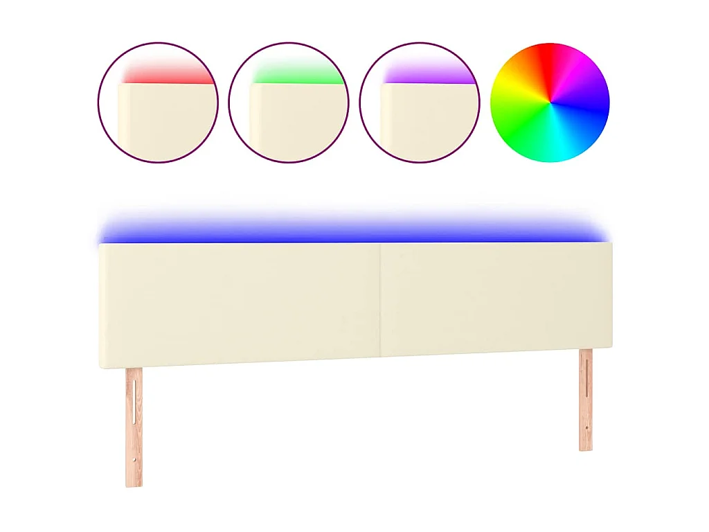 LED Kopfteil Creme 200x5x78/88 cm Kunstleder