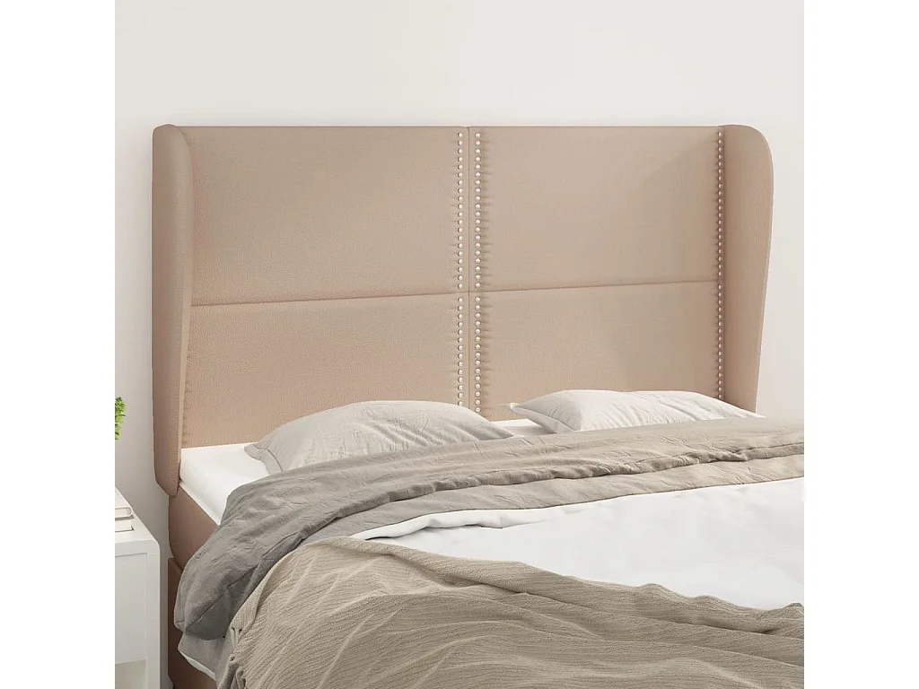 Hoofdbord met randen 147x23x118/128cm kunstleer cappuccinokleur