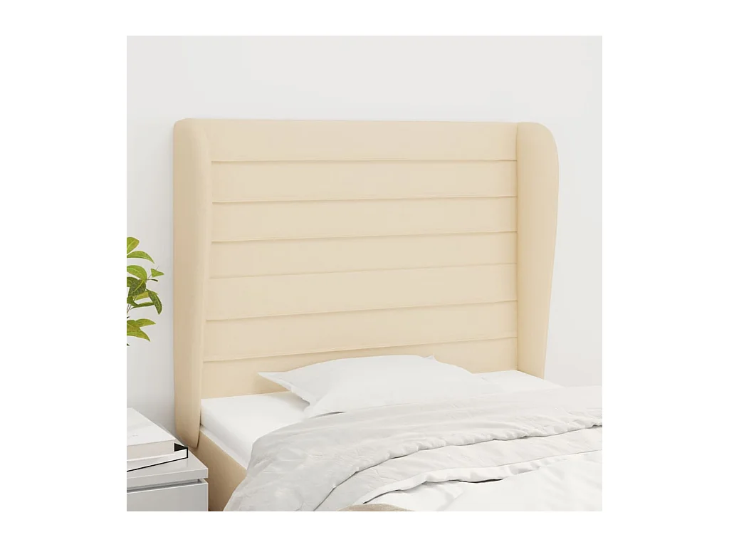 Tête de lit avec oreilles Crème 93x23x118/128 cm Tissu