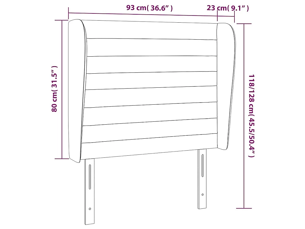 Tête de lit avec oreilles Crème 93x23x118/128 cm Tissu