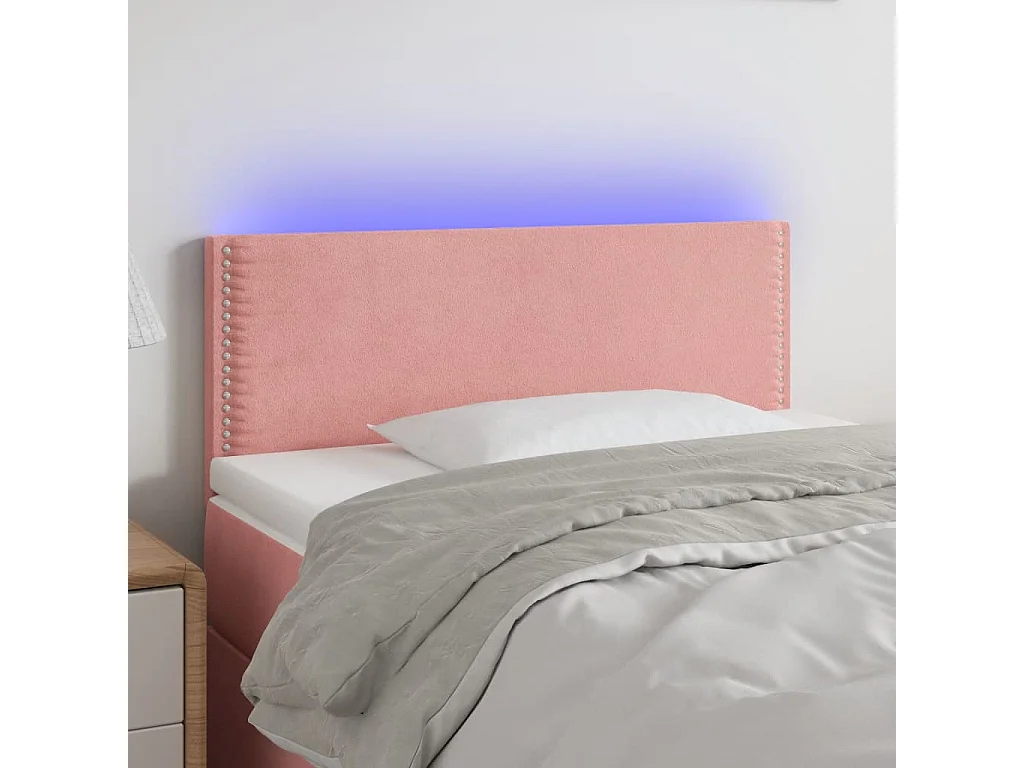 Cabeceira de cama c/ luzes LED veludo 90x5x78/88 cm rosa