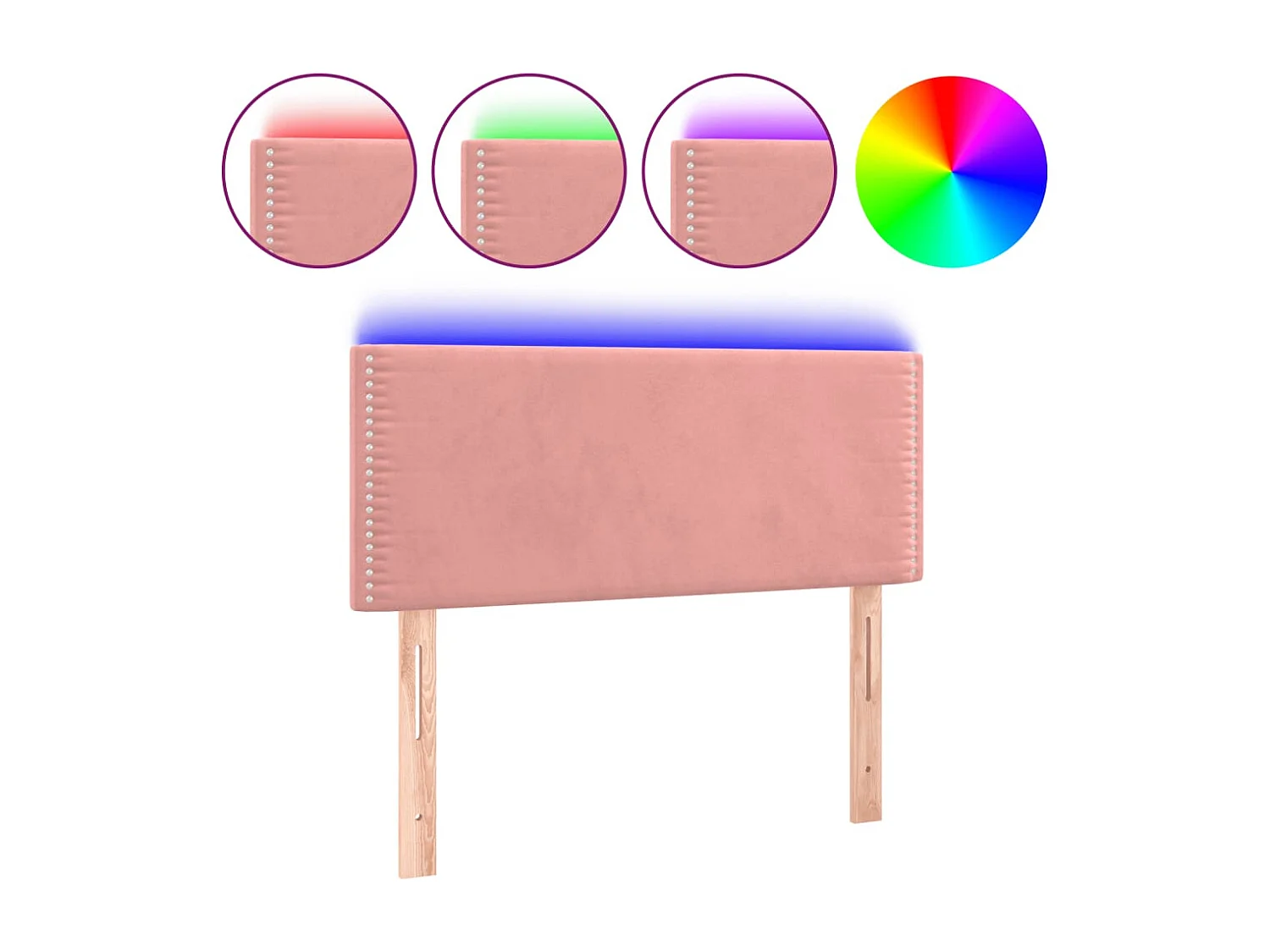 Cabeceira de cama c/ luzes LED veludo 90x5x78/88 cm rosa