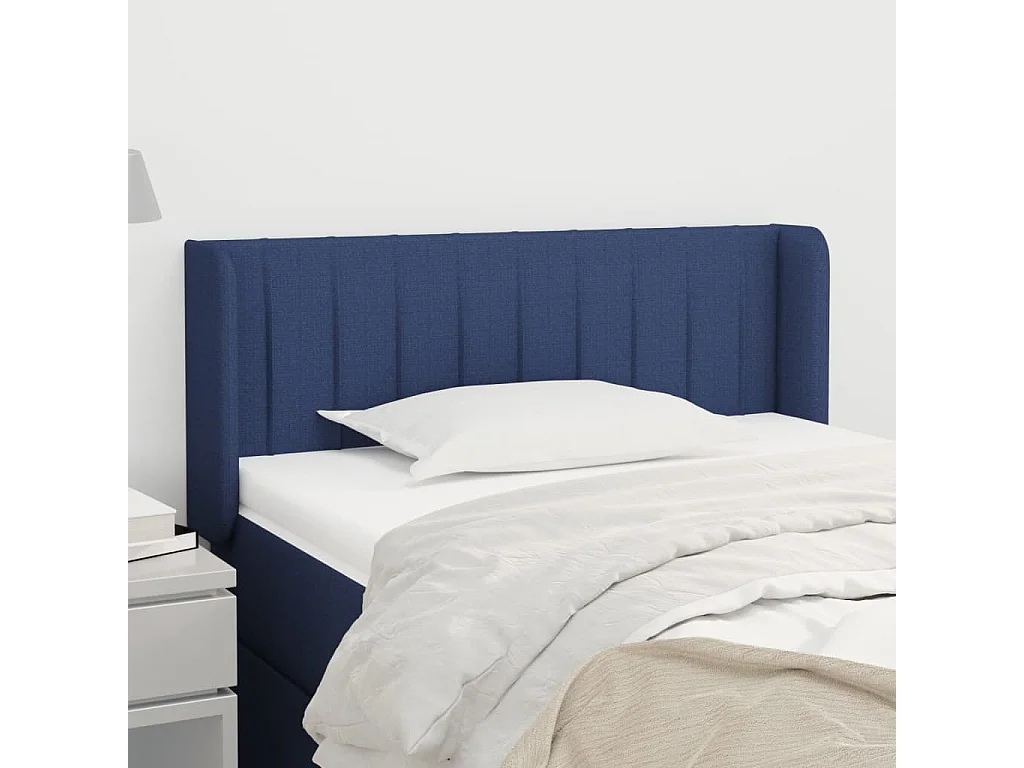 Hoofdbord met randen 83x16x78/88 cm stof blauw