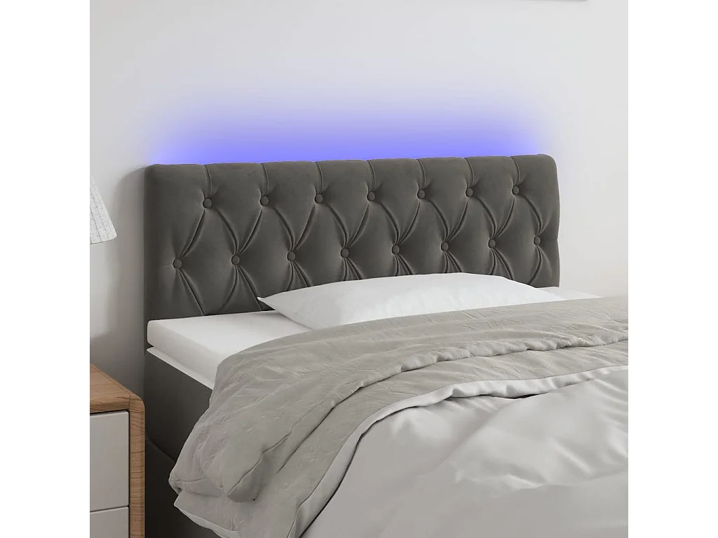 LED Kopfteil Dunkelgrau 100x7x78/88 cm Samt