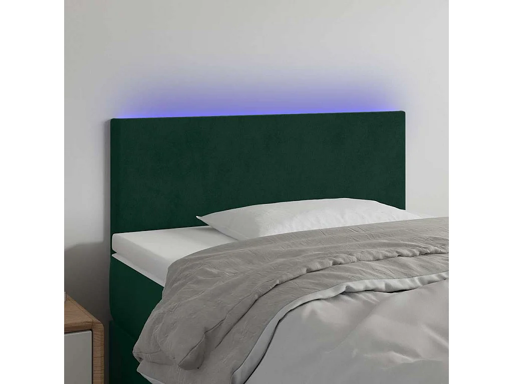 Tête de lit à LED Vert foncé 90x5x78/88 cm Velours
