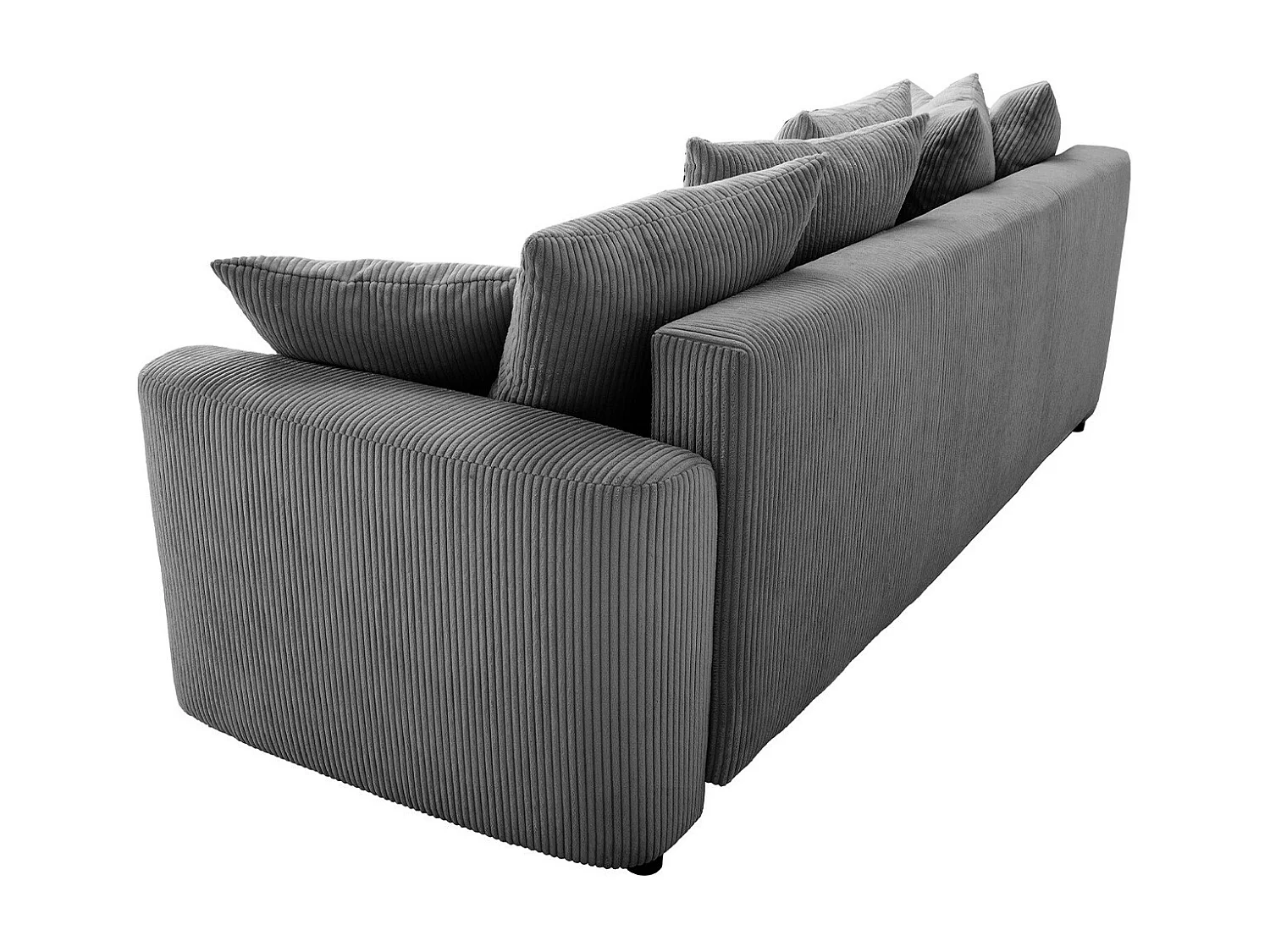 Canapé convertible 3 places en velours côtelé gris anthracite avec coffre de rangement - Uma