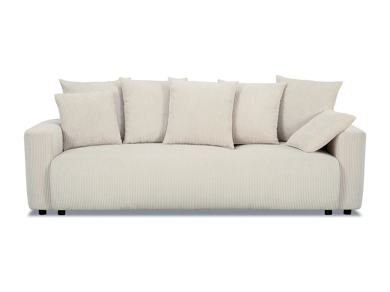 Canapé convertible 3 places en velours côtelé beige avec coffre de rangement - Uma