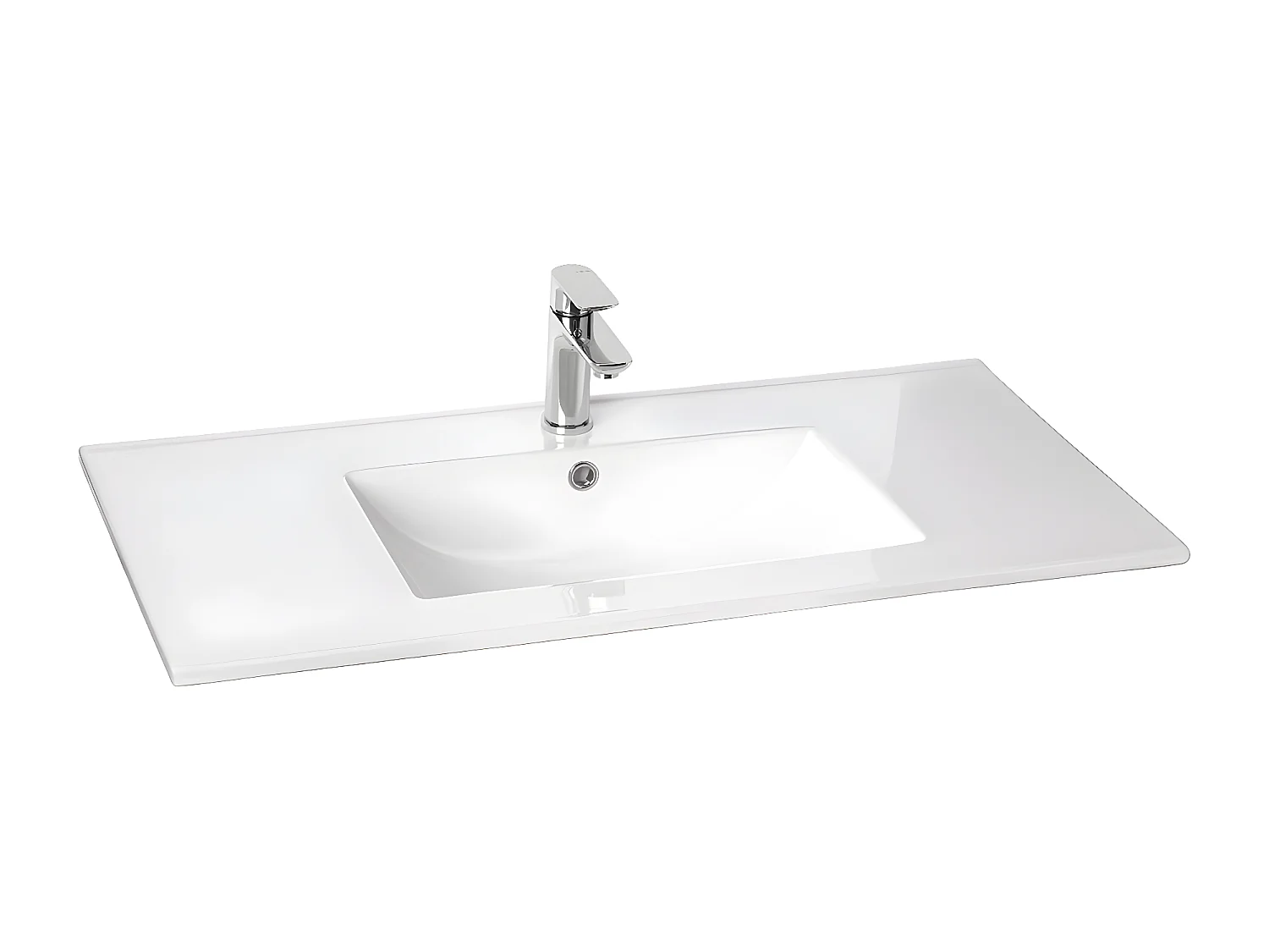 Meuble de salle de bain suspendu vasque intégrée 90cm 1 tiroir Chêne cannelé - Venice