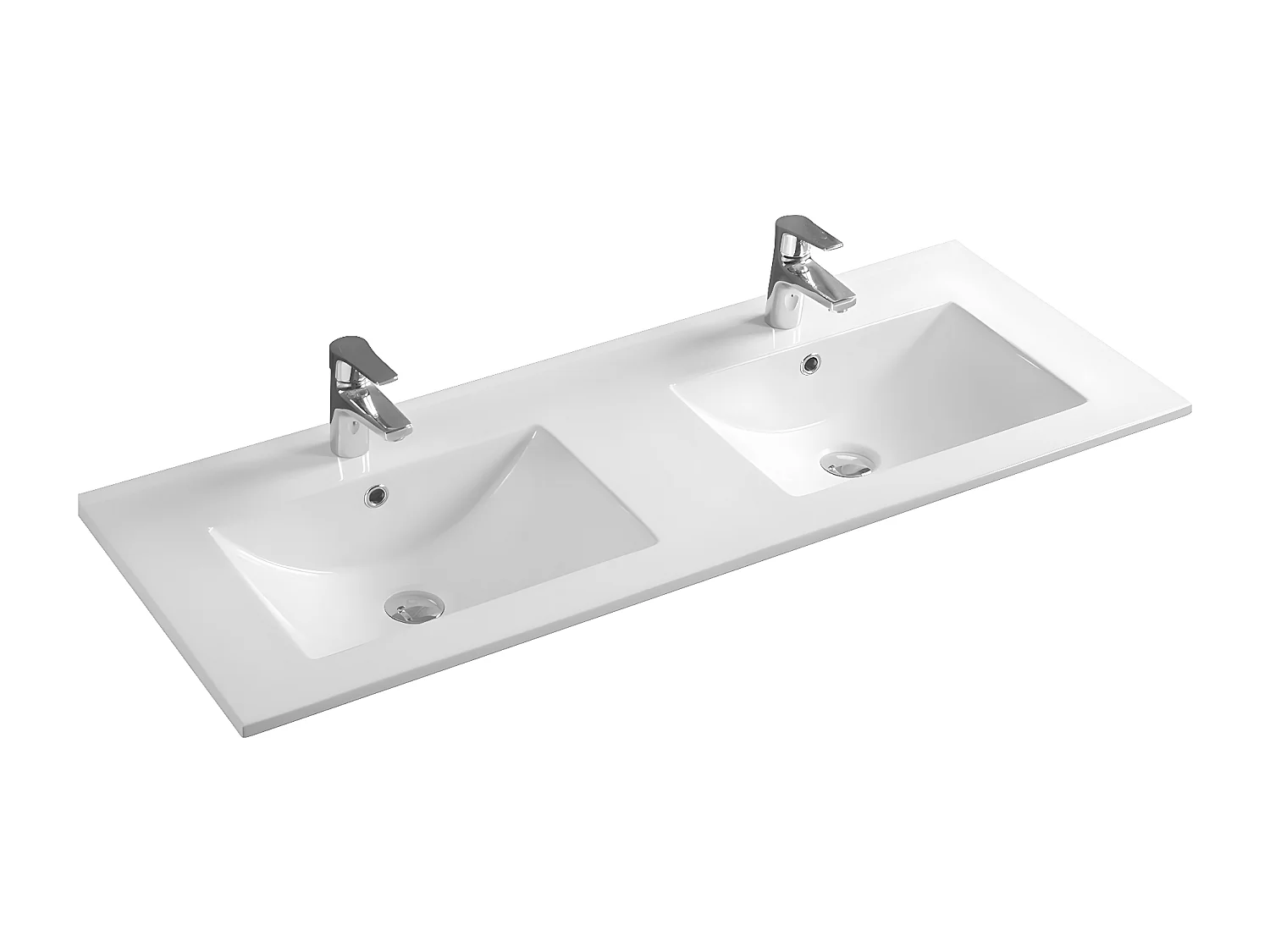 Meuble de salle de bain suspendu double vasque intégrée 120cm 2 tiroirs Chêne cannelé - Venice