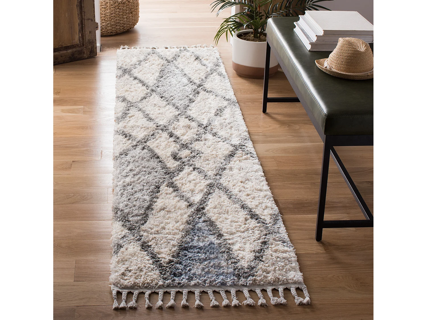 Tapis Neutre/Bleu 61 X 244 cm - Niamh