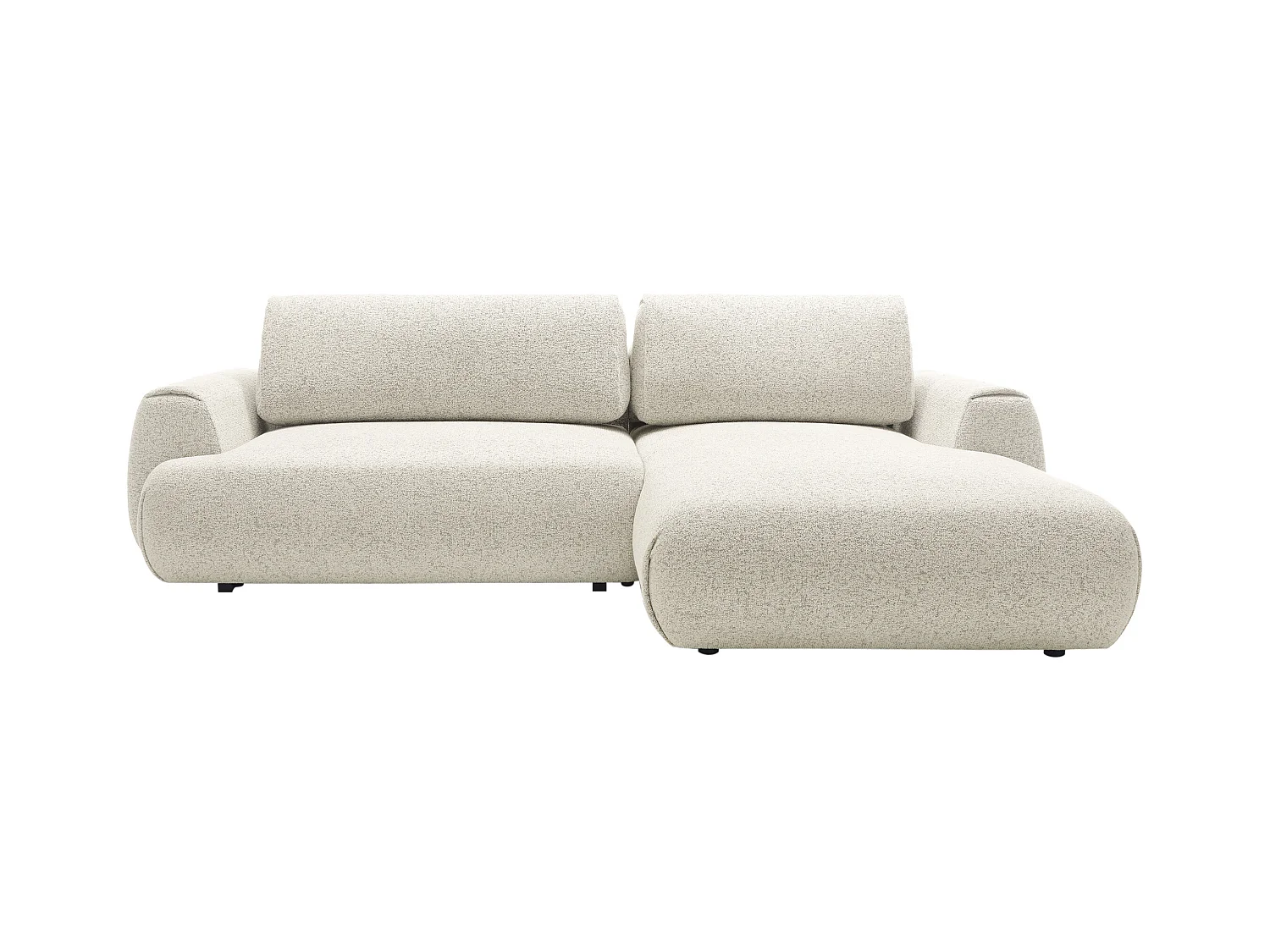 Ecksofa mit Schlaffunktion - Ecke rechts - melierter Stoff - Beige - MONELIA