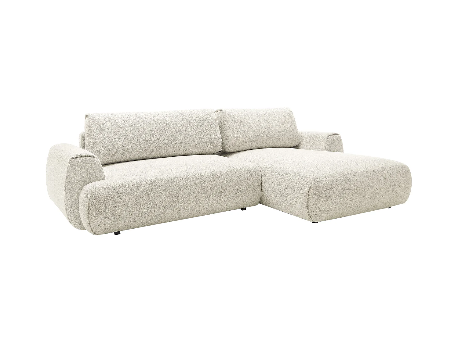 Ecksofa mit Schlaffunktion - Ecke rechts - melierter Stoff - Beige - MONELIA