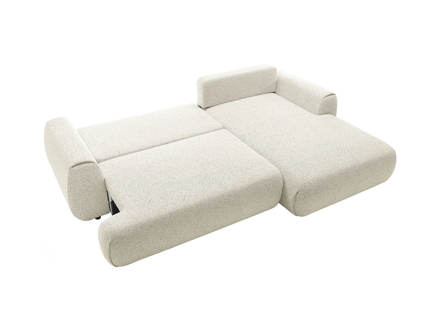 Ecksofa mit Schlaffunktion - Ecke rechts - melierter Stoff - Beige - MONELIA