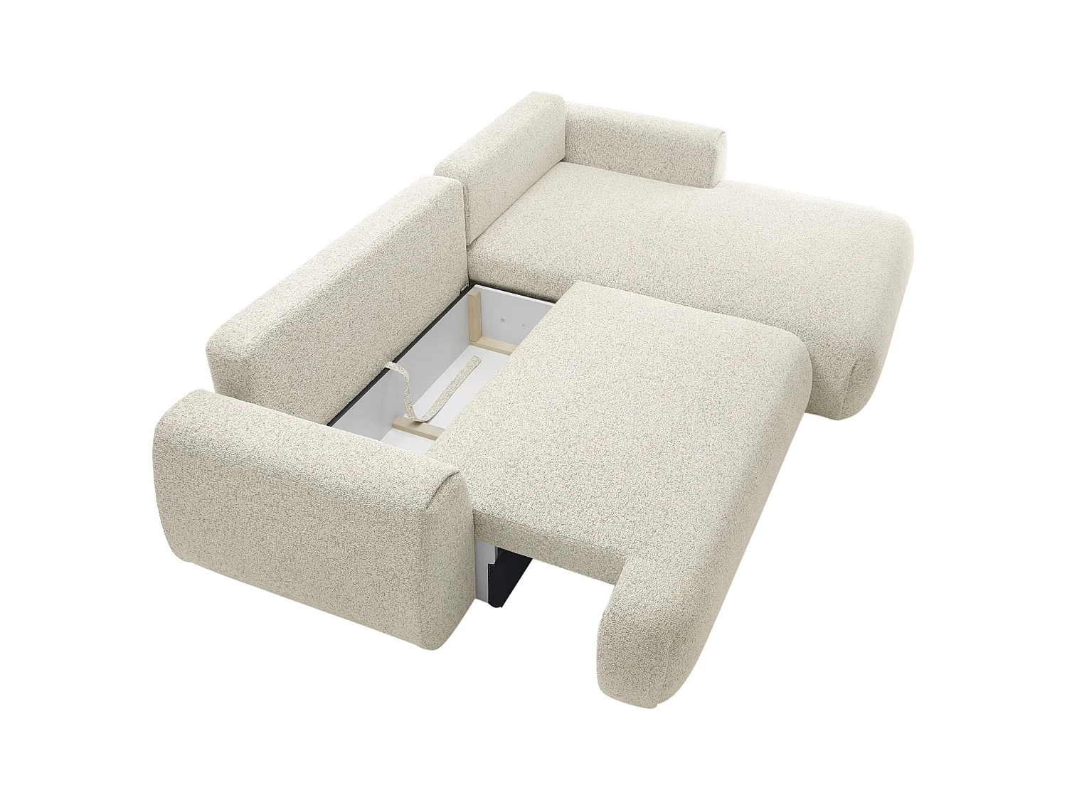 Ecksofa mit Schlaffunktion - Ecke rechts - melierter Stoff - Beige - MONELIA