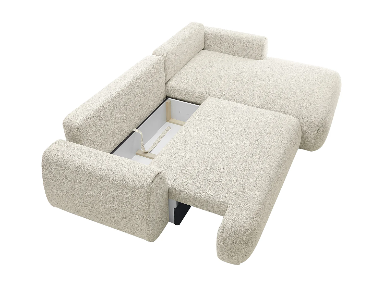 Canapé d'angle droit convertible en tissu chiné beige MONELIA