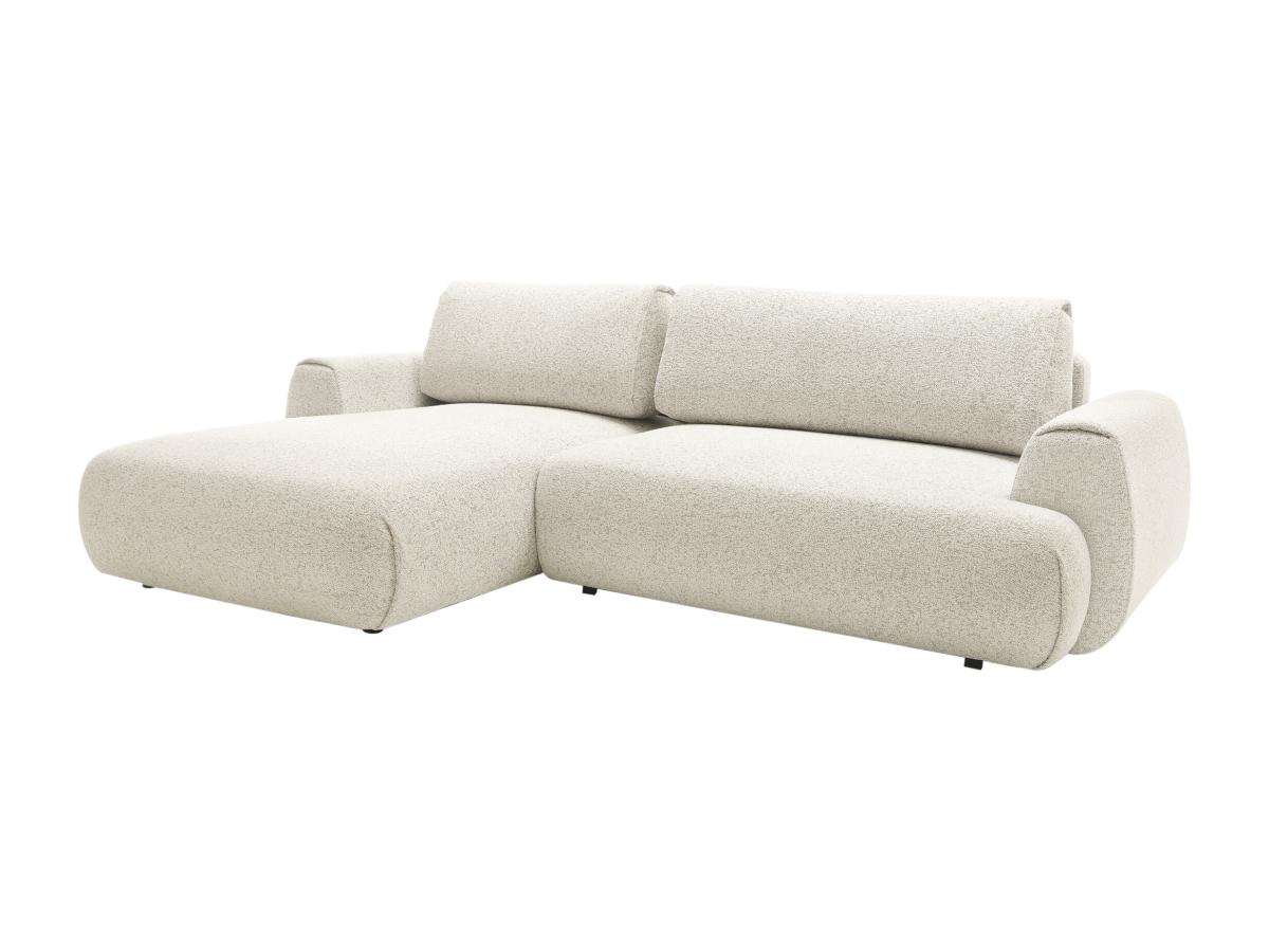 Ecksofa mit Schlaffunktion - Ecke links - Strukturstoff - Beige - MONELIA günstig online kaufen