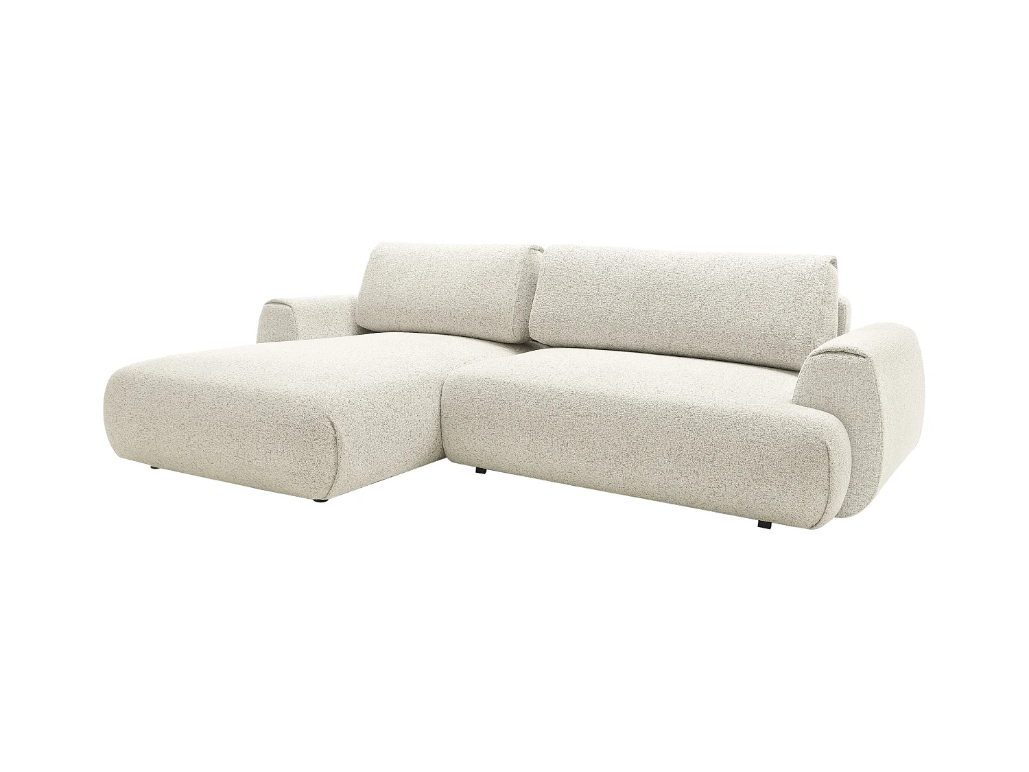 Hoekslaapbank met hoek links van beige stof met textuur MONELIA